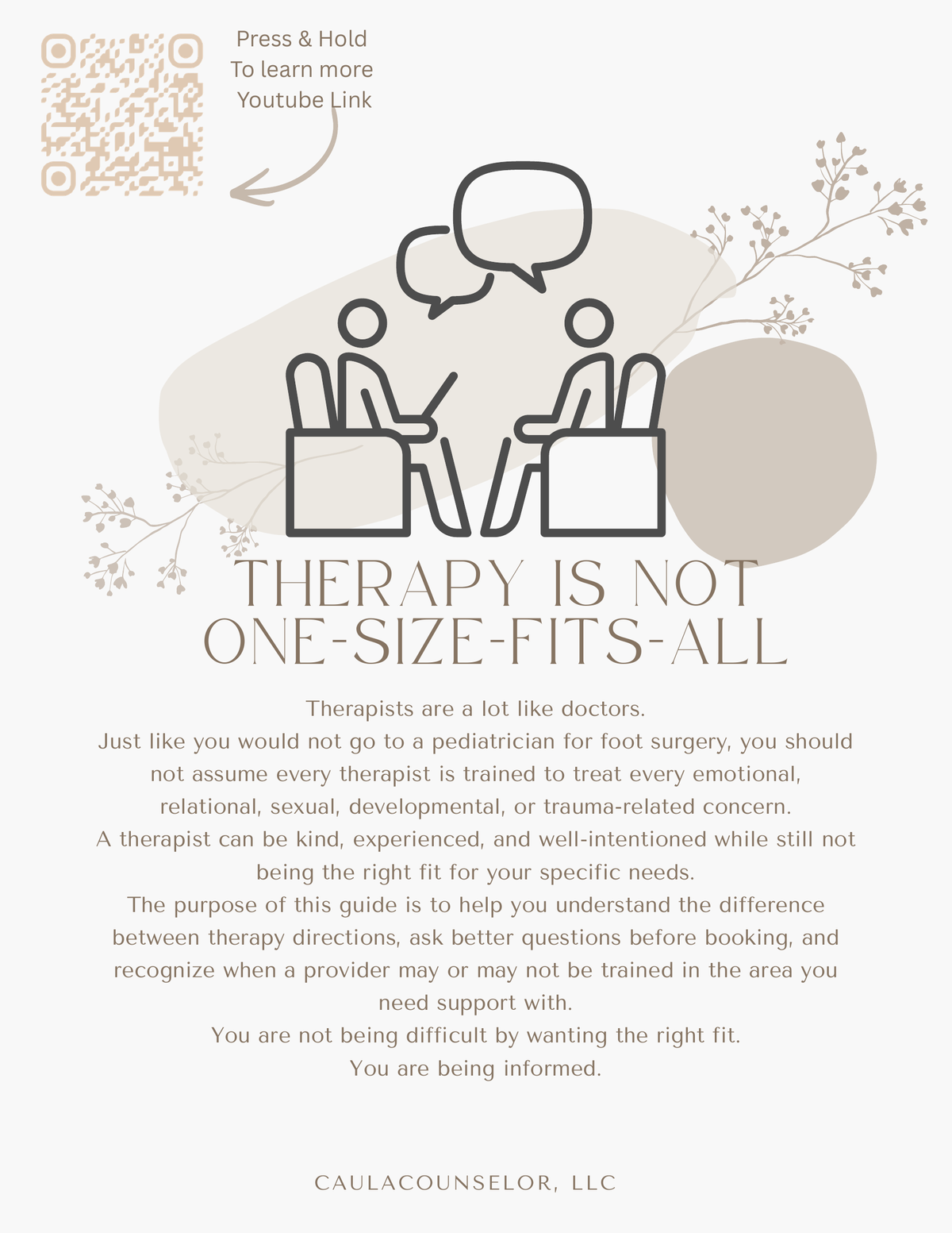 Page explaining that therapy is not one-size-fits-all